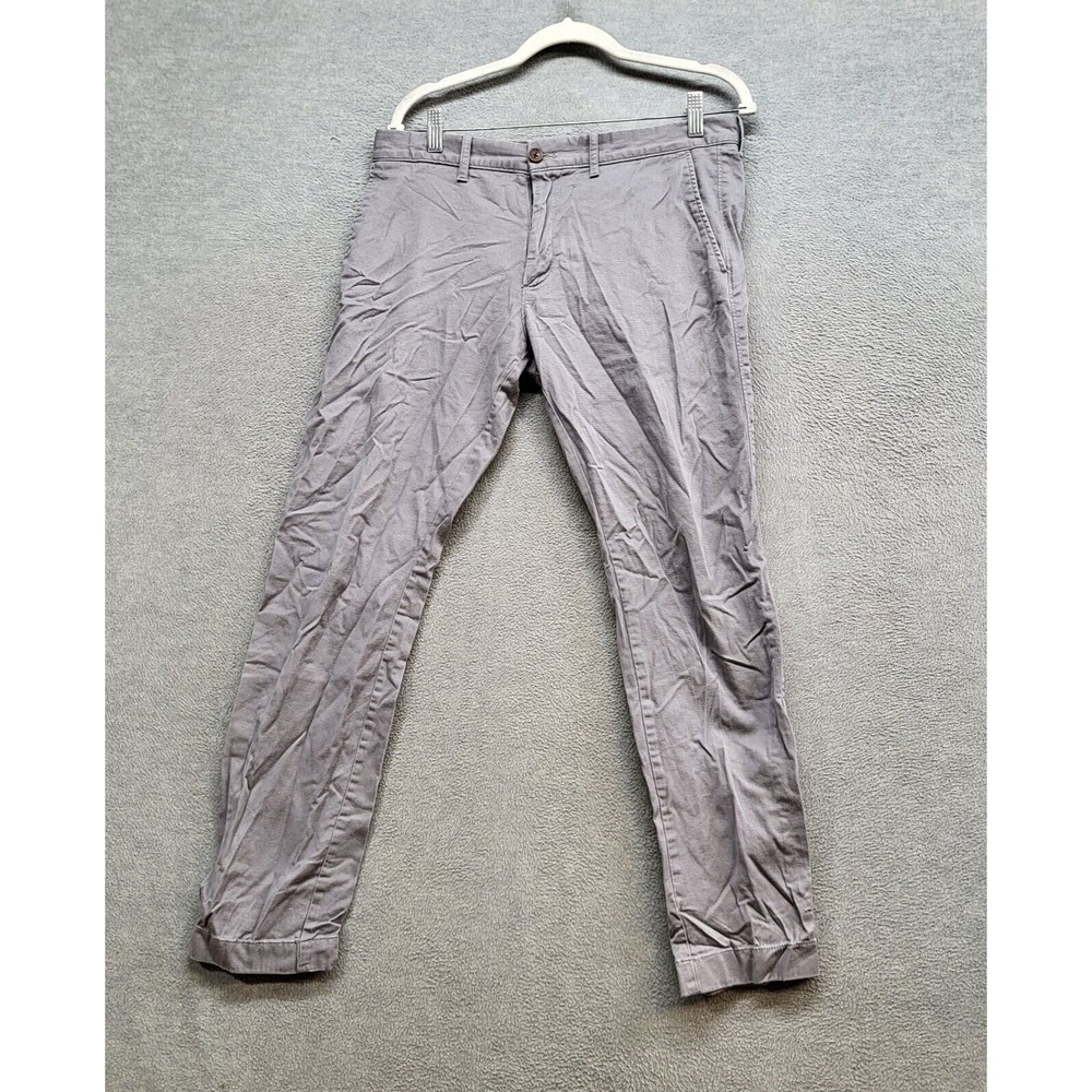 J Crew Men Pants 32x30 Gray Chino Flex Straight Pockets Mid Rise Adult Casual